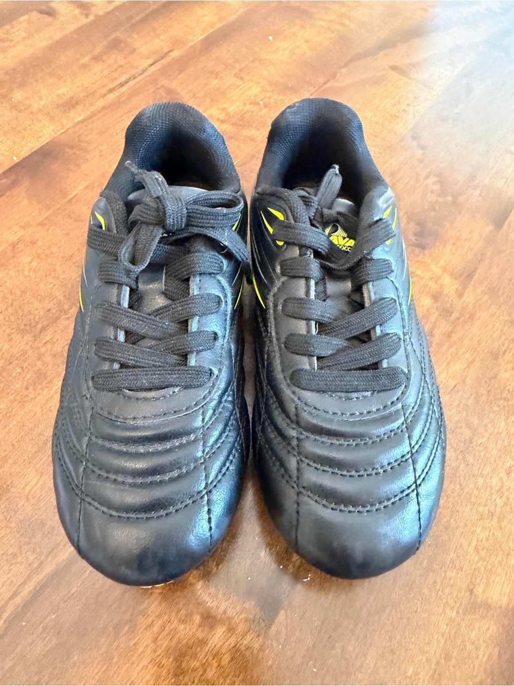 Kids Black Sneakers with Yellow Details - Lace-Up Athletic Shoes